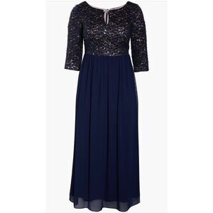 Alex Evenings Dress with Keyhole Cutout navy blue XL mother of the bride gown